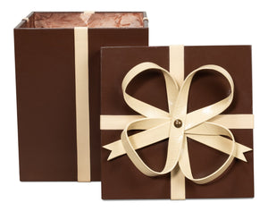 Sarreid Ferrell Leather Holiday Gift Boxes Set Of 3 - Elegant Chocolate & Bone Design For Stylish Gifting Brown  54029