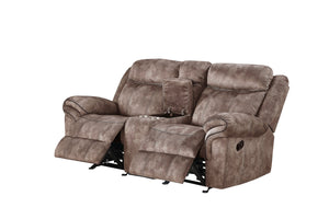 English Elm Zubaida Two Tone Velvet 3PCS Recliner Living Room Set with Tufted Design, Pillow Arms & Smooth Recline Chocolate 41 L x 31 W x 26 H B2726S00195