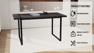 English Elm 59" Industrial Dining Set with Suede Chairs Matte Metal Base Mdf Table Seats Four Black+ Gray W2189S00817