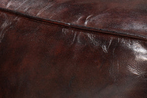 Sarreid Sunday Afternoon Leather Cube - Elegant Dark Brown Design With Natural Wood Finish For Home Decor Brown  54034