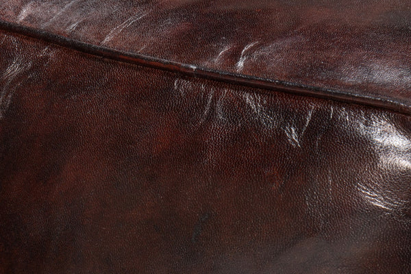 Sarreid Sunday Afternoon Leather Cube - Elegant Dark Brown Design With Natural Wood Finish For Home Decor Brown  54034