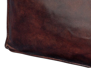 Sarreid Sunday Afternoon Leather Cube - Elegant Dark Brown Design With Natural Wood Finish For Home Decor Brown  54034