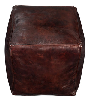Sarreid Sunday Afternoon Leather Cube - Elegant Dark Brown Design With Natural Wood Finish For Home Decor Brown  54034