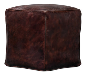 Sarreid Sunday Afternoon Leather Cube - Elegant Dark Brown Design With Natural Wood Finish For Home Decor Brown  54034