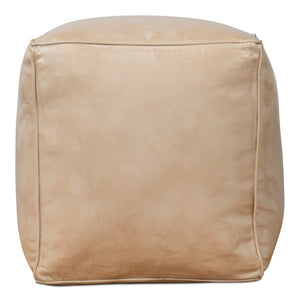 Sarreid Sunday Afternoon Leather Cube - Stylish Taupe Design With Durable Wood Base For Modern Spaces Beige  54035