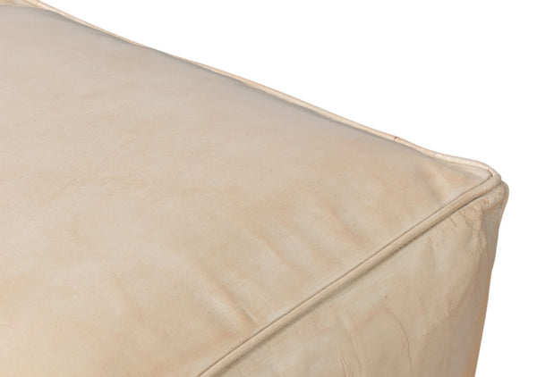 Sarreid Sunday Afternoon Leather Cube - Stylish Taupe Design With Durable Wood Base For Modern Spaces Beige  54035