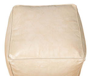 Sarreid Sunday Afternoon Leather Cube - Stylish Taupe Design With Durable Wood Base For Modern Spaces Beige  54035