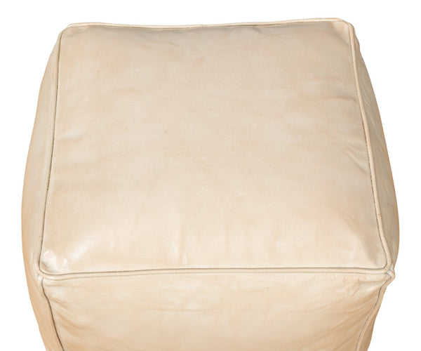 Sarreid Sunday Afternoon Leather Cube - Stylish Taupe Design With Durable Wood Base For Modern Spaces Beige  54035