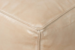 Sarreid Sunday Afternoon Leather Cube - Stylish Taupe Design With Durable Wood Base For Modern Spaces Beige  54035