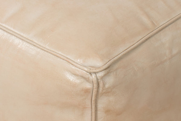 Sarreid Sunday Afternoon Leather Cube - Stylish Taupe Design With Durable Wood Base For Modern Spaces Beige  54035