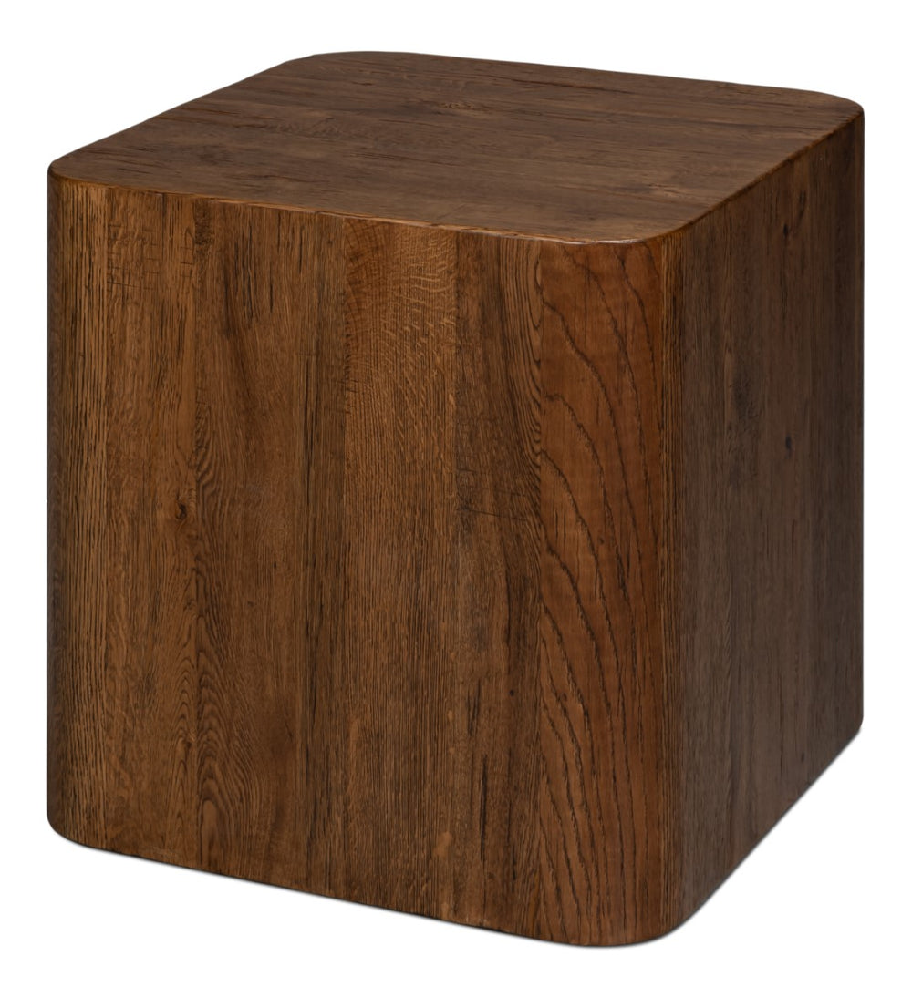 Sarreid Stewart Side Table - Rustic Reclaimed Oak Wood Design For Timeless Style And Durability In Your Home Natural  54044