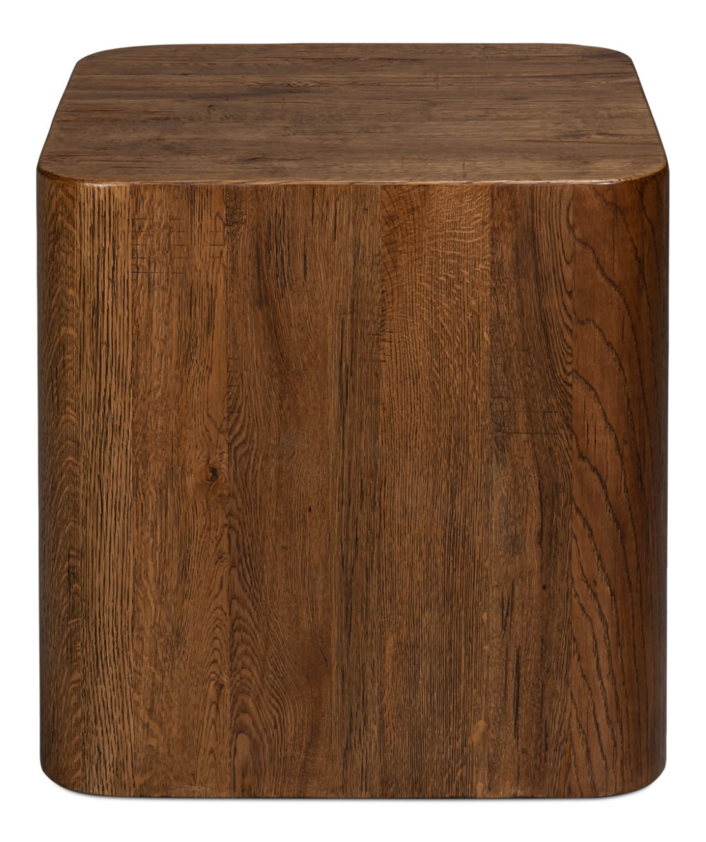 Sarreid Stewart Side Table - Rustic Reclaimed Oak Wood Design For Timeless Style And Durability In Your Home Natural  54044