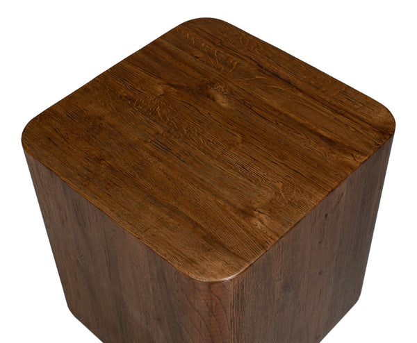 Sarreid Stewart Side Table - Rustic Reclaimed Oak Wood Design For Timeless Style And Durability In Your Home Natural  54044