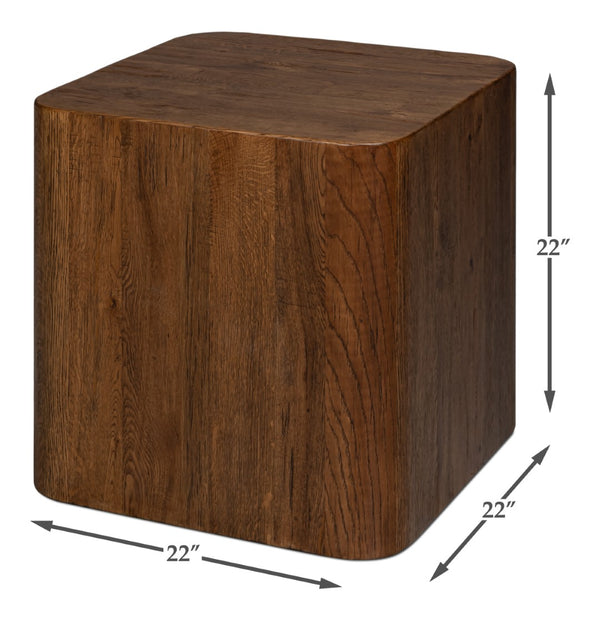 Sarreid Stewart Side Table - Rustic Reclaimed Oak Wood Design For Timeless Style And Durability In Your Home Natural  54044