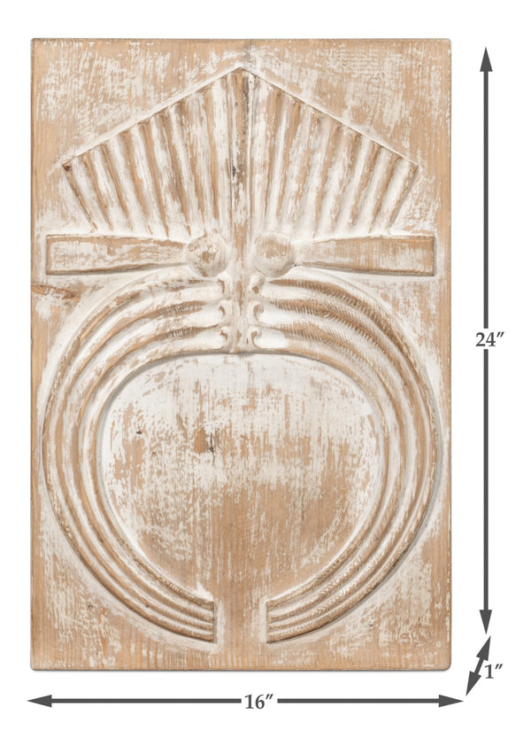 Sarreid Rupert Carved Panel - Exquisite Reclaimed Pine Wood Artistry For Rustic Home Décor & Design Natural  54046