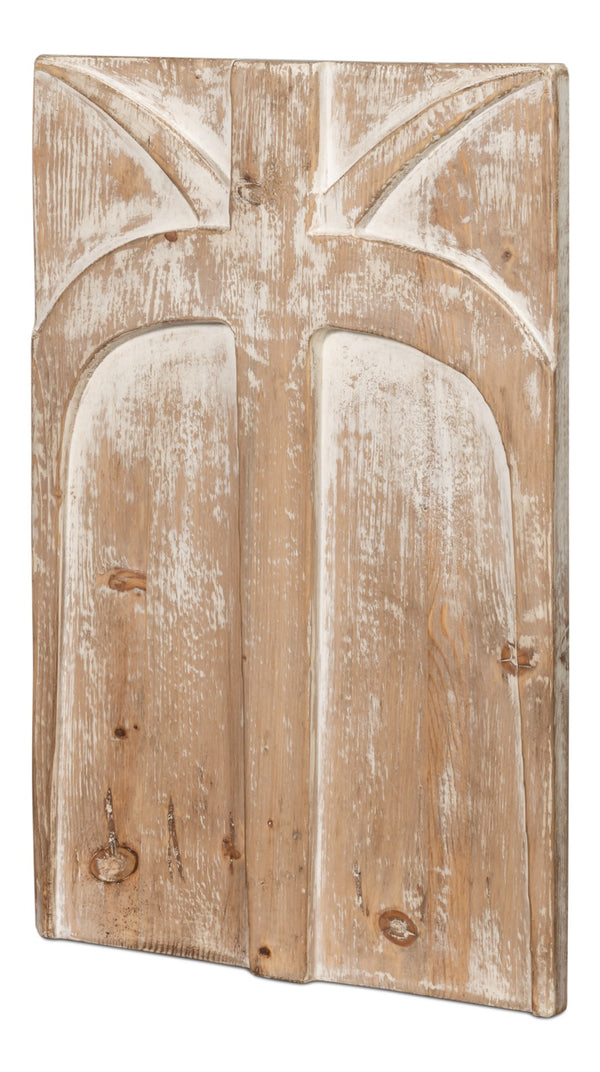 Sarreid Ringo Carved Panel - Unique Reclaimed Pine Wood Artistry For Stunning Home Décor And Design Natural  54047