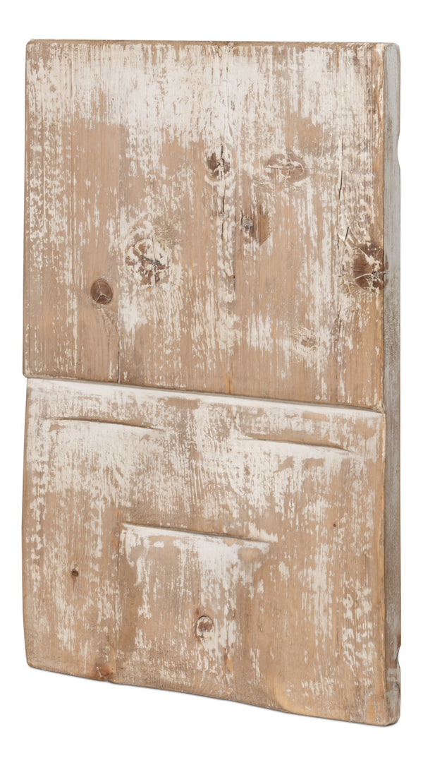 Sarreid Rip Carved Panel - Exquisite White Reclaimed Pine Wood Craftsmanship For Timeless Home Decor Natural  54048