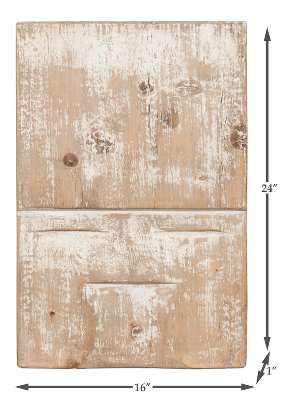 Sarreid Rip Carved Panel - Exquisite White Reclaimed Pine Wood Craftsmanship For Timeless Home Decor Natural  54048