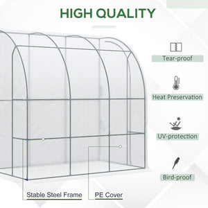 English Elm Outsunny Walk-in Lean-to Greenhouse with Pe Cover Roll-up Window and Ground Stakes W2225P217644