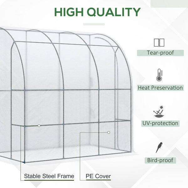 English Elm Outsunny Walk-in Lean-to Greenhouse with Pe Cover Roll-up Window and Ground Stakes W2225P217644