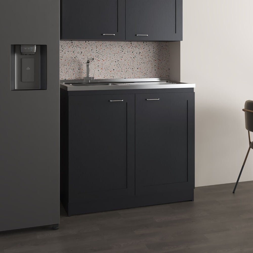 English Elm Zurich Freestanding Stainless Steel Utility Sink with Black Storage Cabinet for Garage B200S00432