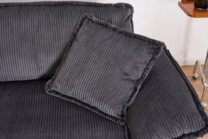 English Elm Corduroy Plush 2-Seat Sofa with 2 Back Cushions, Toss Pillows & Ottomans — Deep Seat Comfort Grey W2363S00064