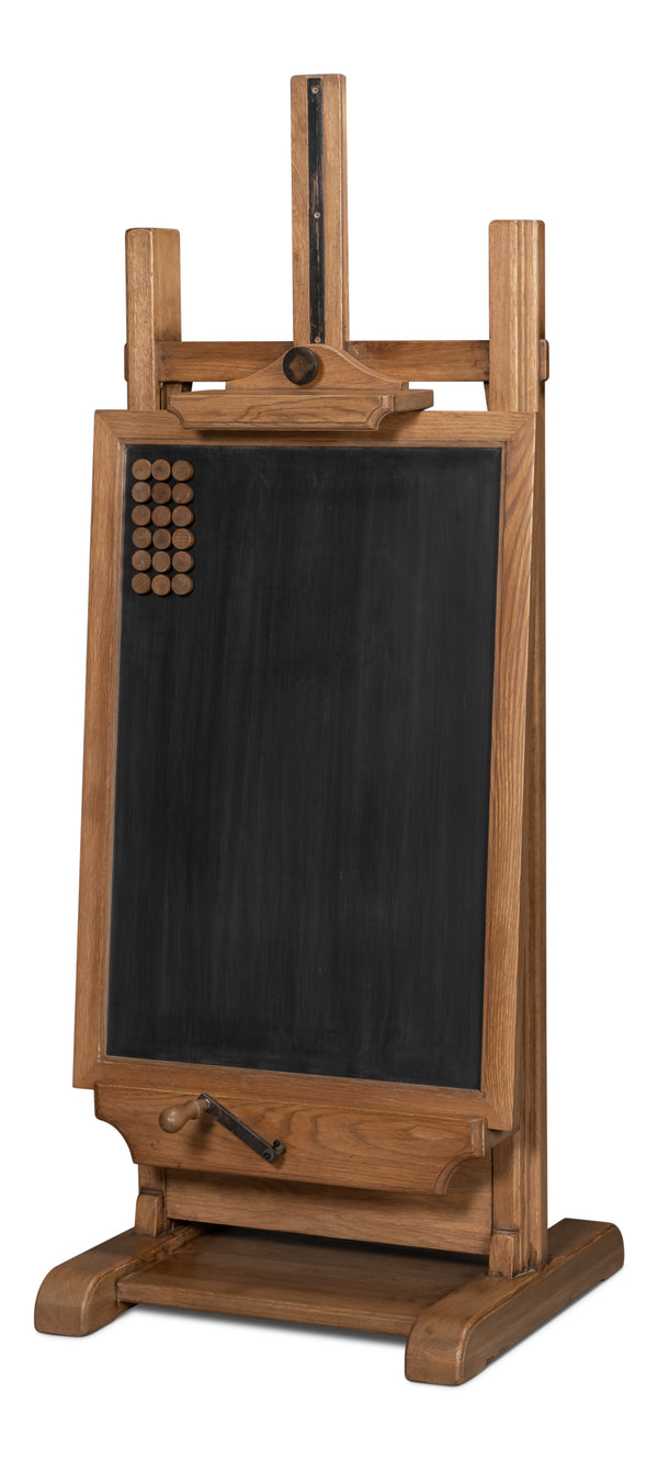 Sarreid Haagen Adjustable Blackboard Easel - Stylish Reclaimed Oak Design For Creative Spaces & Artistry Natural  54052