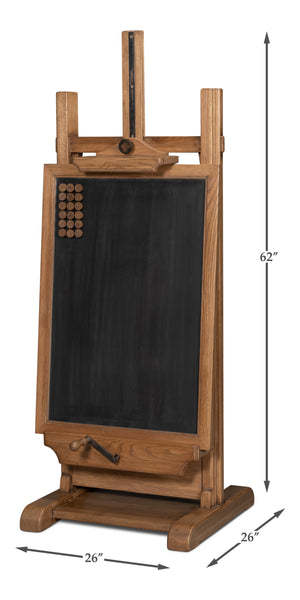 Sarreid Haagen Adjustable Blackboard Easel - Stylish Reclaimed Oak Design For Creative Spaces & Artistry Natural  54052