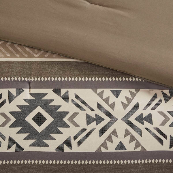 English Elm 5 Stripe Herringbone Comforter Set with Throw Pillows Full/Queen — Southwestern Striped Microfiber Cozy Brown 23.82 L x 19.29 W x 11.02 H B035P266667