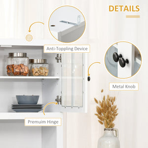 English Elm Homcom Elegant Kitchen Hutch With Glass Doors, Adjustable Shelves & Microwave Space For Modern Homes W2225P217931