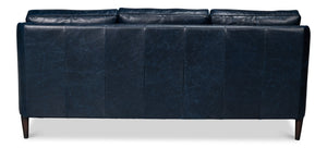 Sarreid Alehandro Leather Sofa In Chateau Blue - Luxurious Comfort, Elegant Design, And Durable Craftsmanship Blue  54057