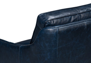 Sarreid Alehandro Leather Sofa In Chateau Blue - Luxurious Comfort, Elegant Design, And Durable Craftsmanship Blue  54057