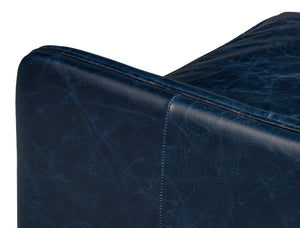 Sarreid Alehandro Leather Sofa In Chateau Blue - Luxurious Comfort, Elegant Design, And Durable Craftsmanship Blue  54057