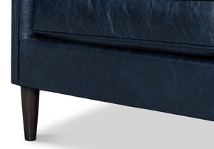 Sarreid Alehandro Leather Sofa In Chateau Blue - Luxurious Comfort, Elegant Design, And Durable Craftsmanship Blue  54057