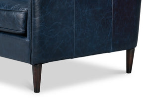 Sarreid Alehandro Leather Sofa In Chateau Blue - Luxurious Comfort, Elegant Design, And Durable Craftsmanship Blue  54057