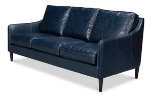 Sarreid Alehandro Leather Sofa In Chateau Blue - Luxurious Comfort, Elegant Design, And Durable Craftsmanship Blue  54057