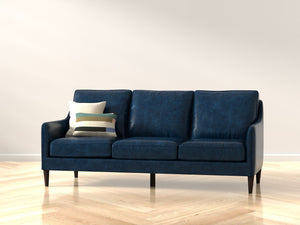 Sarreid Alehandro Leather Sofa In Chateau Blue - Luxurious Comfort, Elegant Design, And Durable Craftsmanship Blue  54057