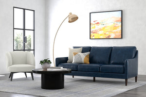 Sarreid Alehandro Leather Sofa In Chateau Blue - Luxurious Comfort, Elegant Design, And Durable Craftsmanship Blue  54057