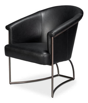 Sarreid Nagel Distilled Leather Chair - Luxurious Onyx Black Design With Sturdy Iron Frame For Style Black  54058