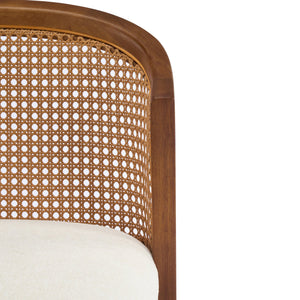 English Elm Christopher Knight Home® - Tatti Plush Padded Counter Stool Set of 2 with Rattan-Accented Curved Back and Wood Frame, Cozy Beige,Walnut N775P271407W
