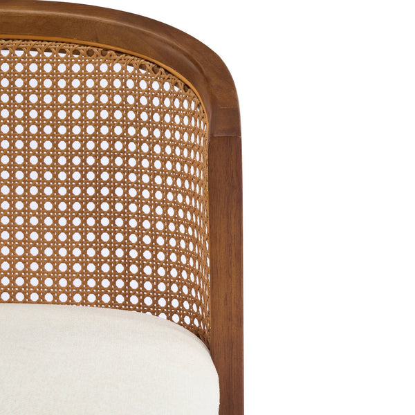 English Elm Christopher Knight Home® - Tatti Plush Padded Counter Stool Set of 2 with Rattan-Accented Curved Back and Wood Frame, Cozy Beige,Walnut N775P271407W