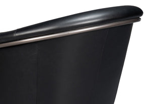 Sarreid Nagel Distilled Leather Chair - Luxurious Onyx Black Design With Sturdy Iron Frame For Style Black  54058