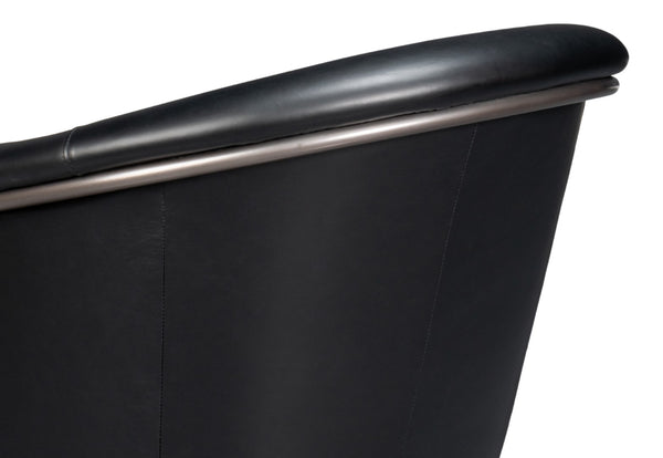 Sarreid Nagel Distilled Leather Chair - Luxurious Onyx Black Design With Sturdy Iron Frame For Style Black  54058