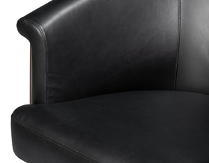 Sarreid Nagel Distilled Leather Chair - Luxurious Onyx Black Design With Sturdy Iron Frame For Style Black  54058