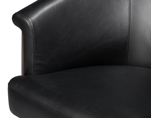 Sarreid Nagel Distilled Leather Chair - Luxurious Onyx Black Design With Sturdy Iron Frame For Style Black  54058