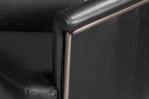 Sarreid Nagel Distilled Leather Chair - Luxurious Onyx Black Design With Sturdy Iron Frame For Style Black  54058