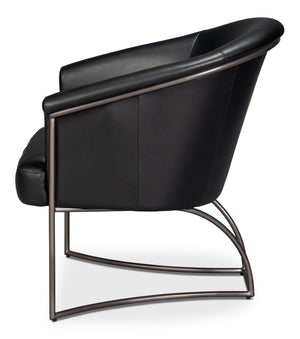 Sarreid Nagel Distilled Leather Chair - Luxurious Onyx Black Design With Sturdy Iron Frame For Style Black  54058