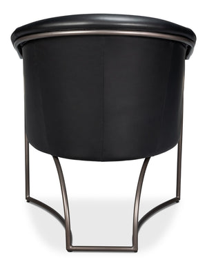 Sarreid Nagel Distilled Leather Chair - Luxurious Onyx Black Design With Sturdy Iron Frame For Style Black  54058