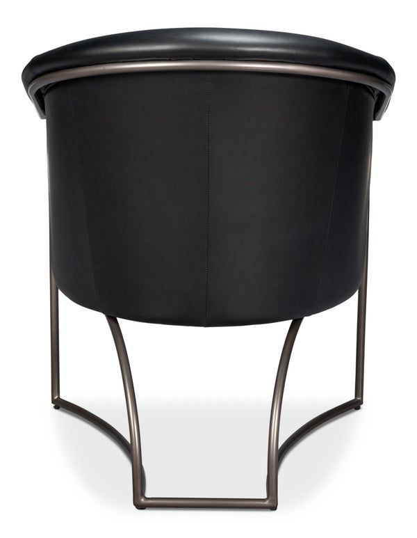 Sarreid Nagel Distilled Leather Chair - Luxurious Onyx Black Design With Sturdy Iron Frame For Style Black  54058