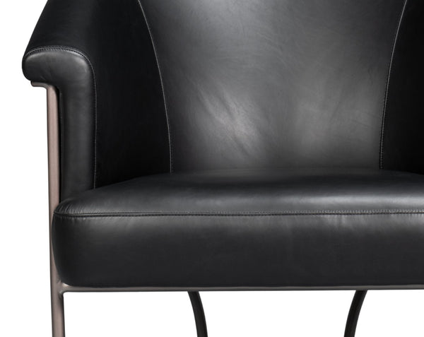 Sarreid Nagel Distilled Leather Chair - Luxurious Onyx Black Design With Sturdy Iron Frame For Style Black  54058